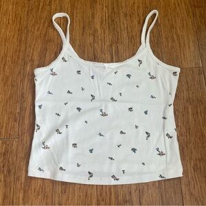 Levi's White Floral Cropped Tank Top